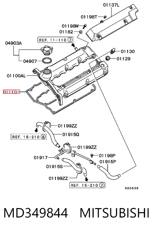 Junta tapa de balancines MD349844 Mitsubishi