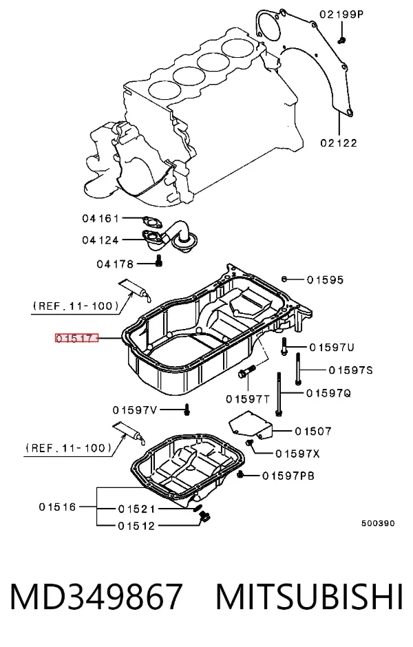 Cárter de aceite del motor MD349867 Mitsubishi