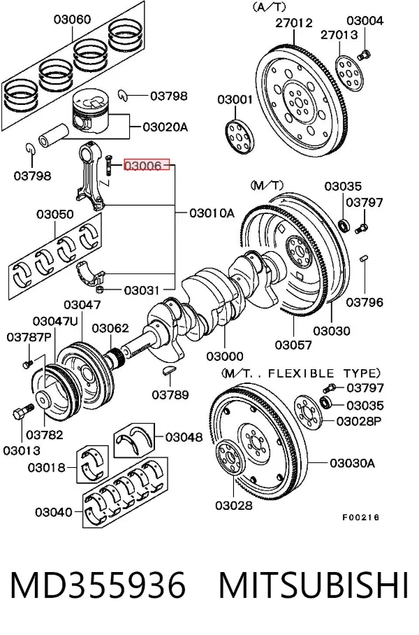 Tornillo de biela MD355936 Mitsubishi