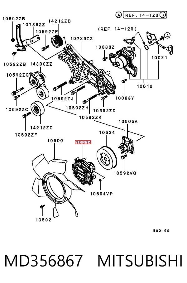 Embrague viscoso de ventilador MD356867 Mitsubishi