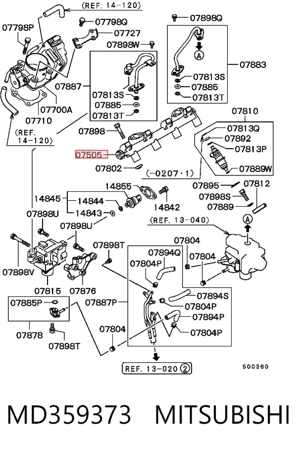 Rampa de combustible MD359373 Mitsubishi
