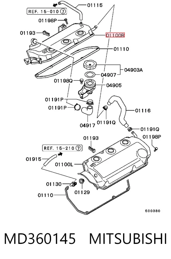 Tapa de válvula derecha MD360145 Mitsubishi