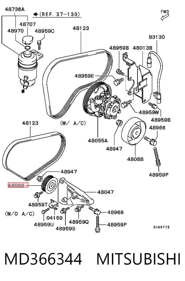 Polea tensora correa poli V MD366344 Mitsubishi