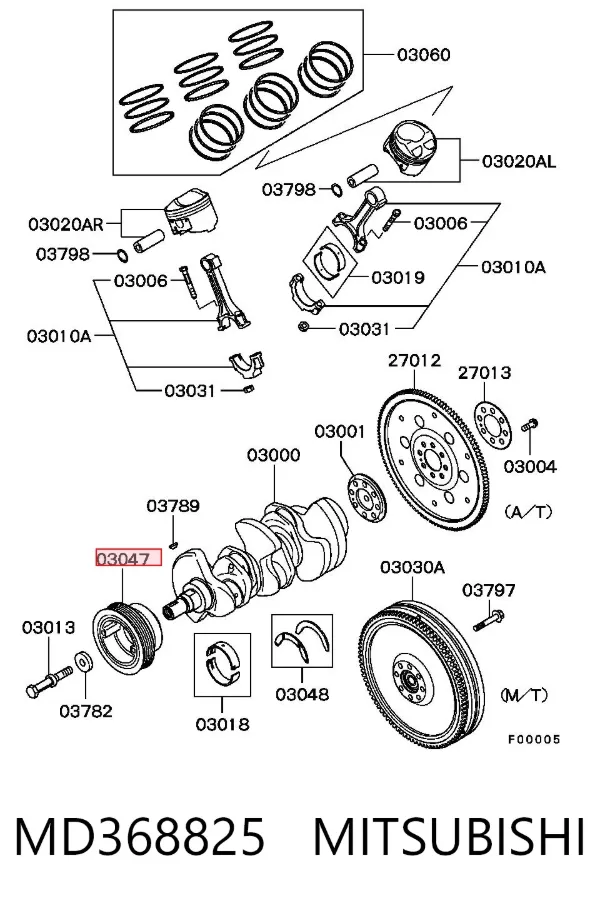 Polea de cigüeñal MD368825 Mitsubishi