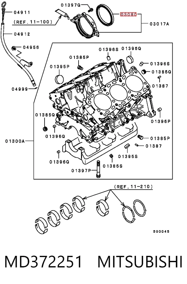 Retén de cigüeñal MD372251 Mitsubishi