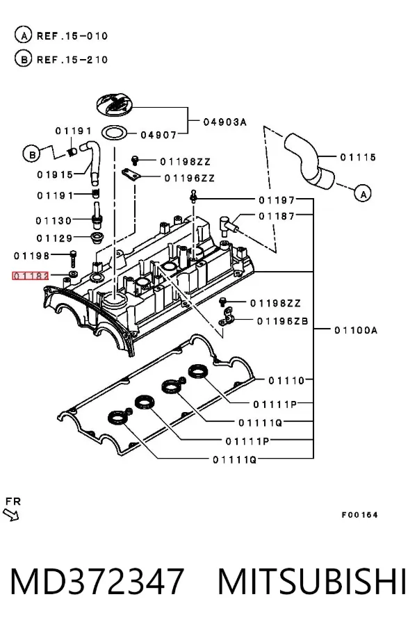 Arandela del perno de la tapa de válvulas MD372347 Mitsubishi