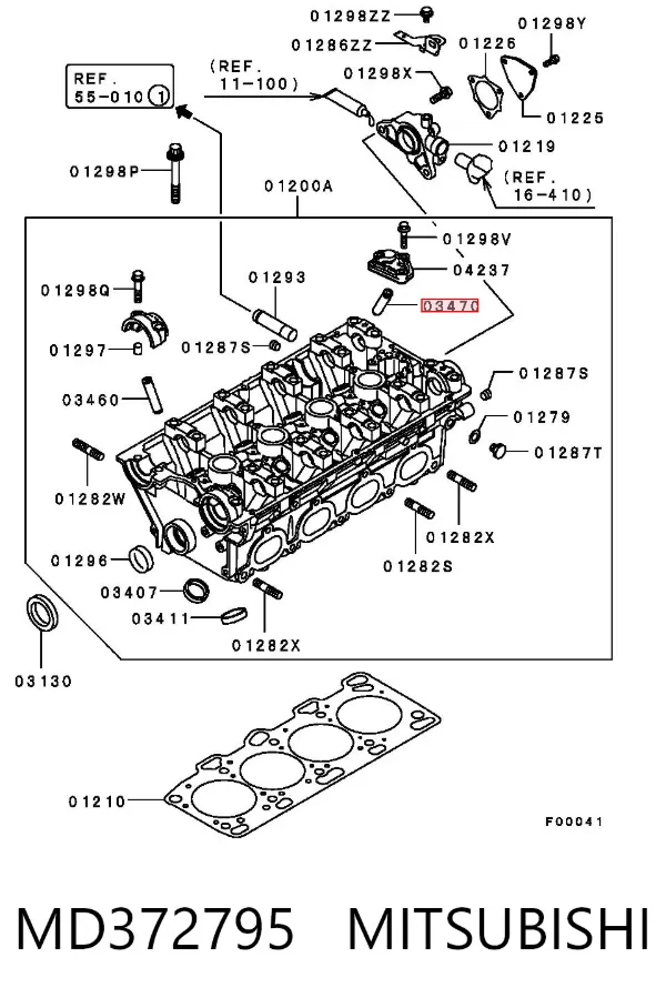 Guía de válvula de escape MD372795 Mitsubishi