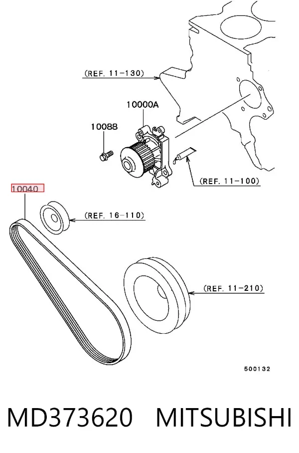 Correa de alternador MD373620 Mitsubishi