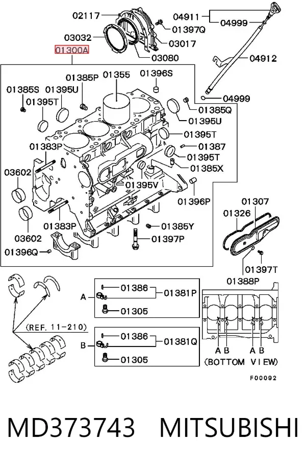 Bloque de cilindros del motor MD373743 Mitsubishi