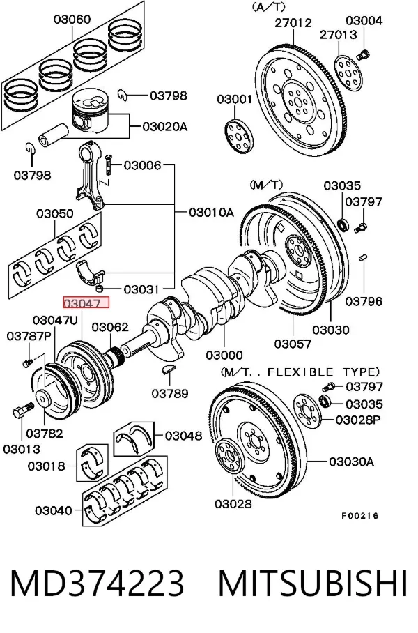 Polea de cigüeñal MD374223 Mitsubishi