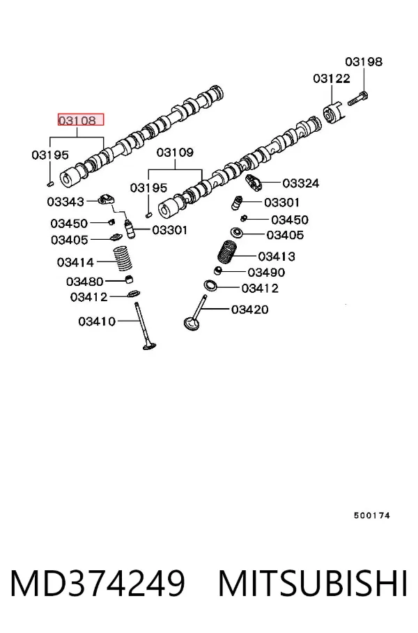 Árboles de levas MD374249 Mitsubishi