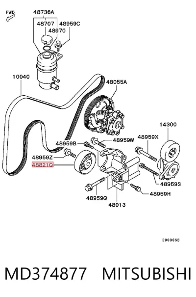 Polea tensora auxiliar de la correa poly V MITSUBISHI MD374877