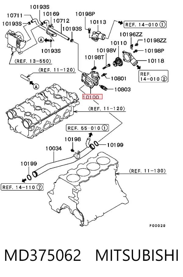 Caja de termostato MD375062 Mitsubishi