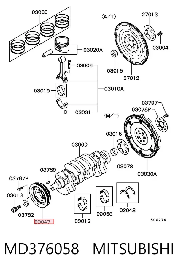 Polea de cigüeñal MD376058 Mitsubishi