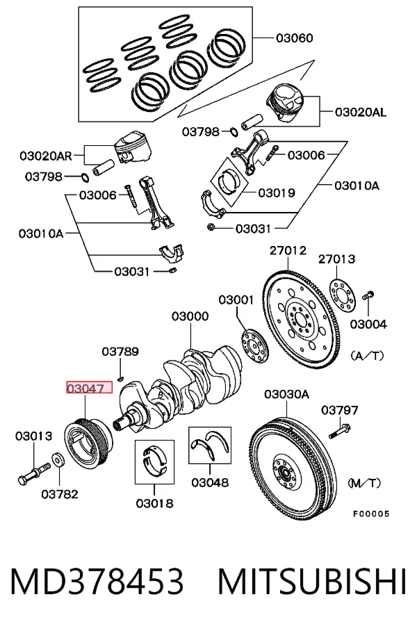 Polea de cigüeñal MD378453 Mitsubishi