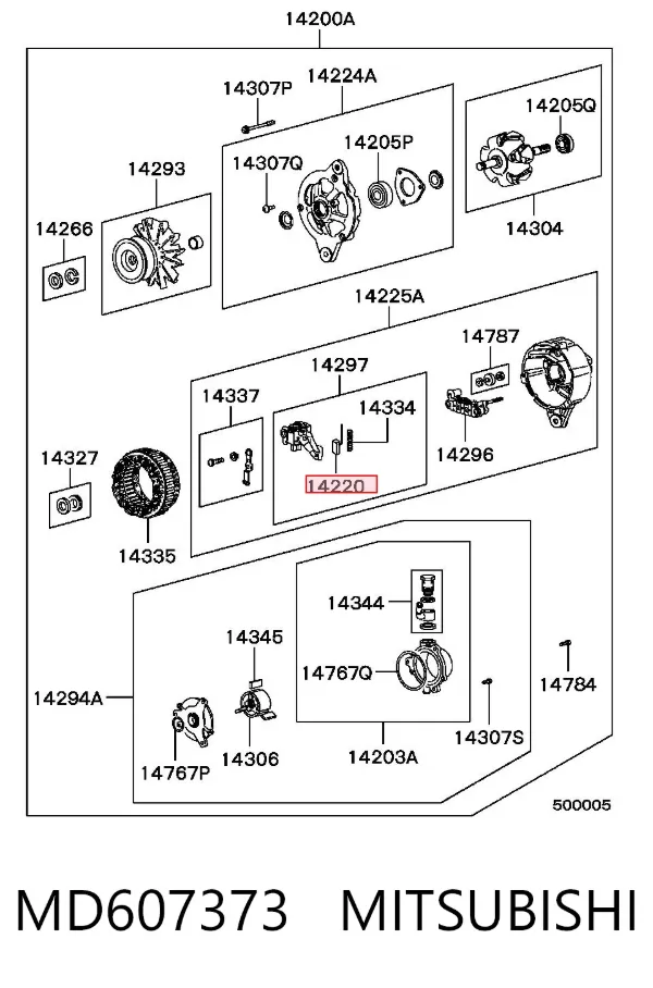 Escobillas alternador MD607373 Mitsubishi