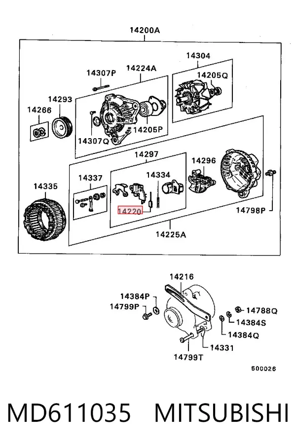 Escobillas alternador MD611035 Mitsubishi