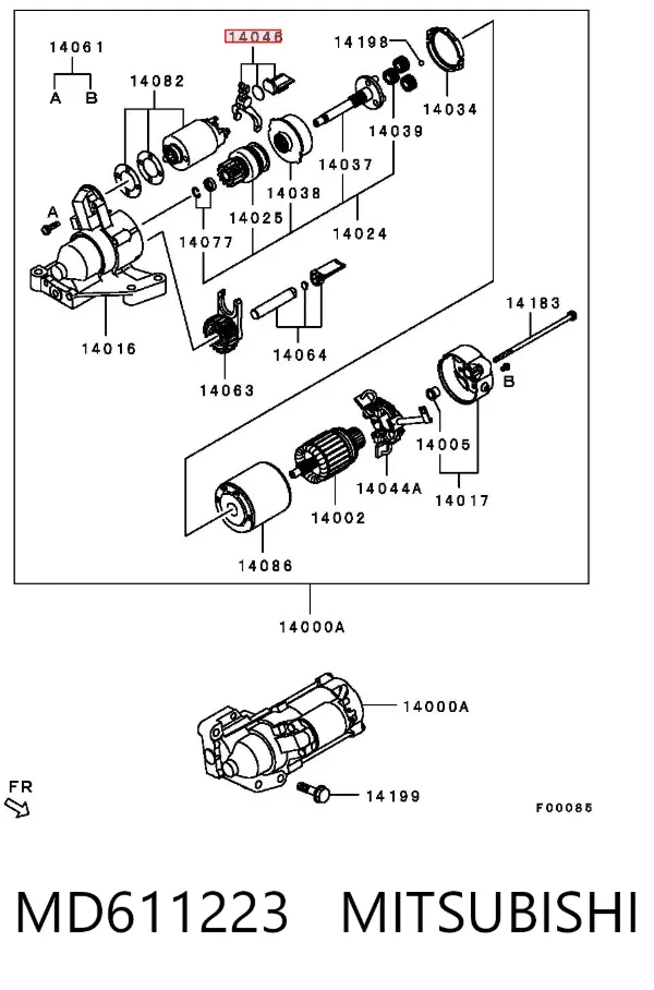Horquilla de arranque MD611223 Mitsubishi