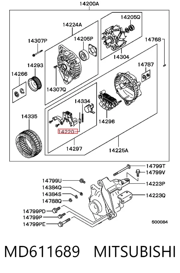 Escobillas alternador MD611689 Mitsubishi