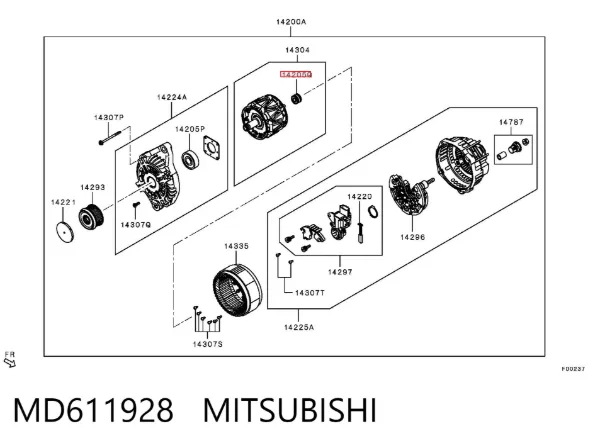 Rodamiento alternador MD611928 Mitsubishi