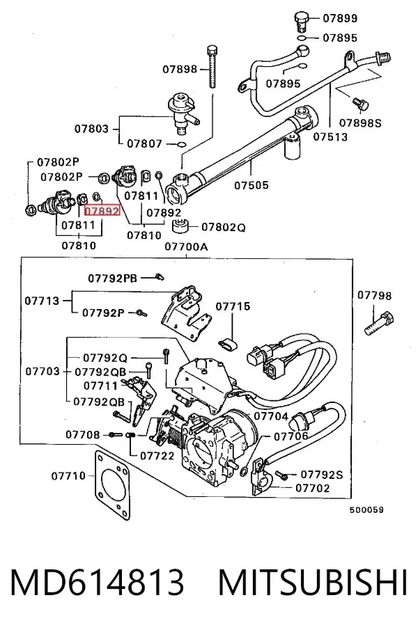 Junta de inyectores MD614813 Mitsubishi