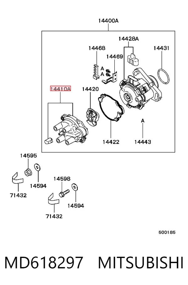 Tapa de distribuidor de encendido MD618297 Mitsubishi
