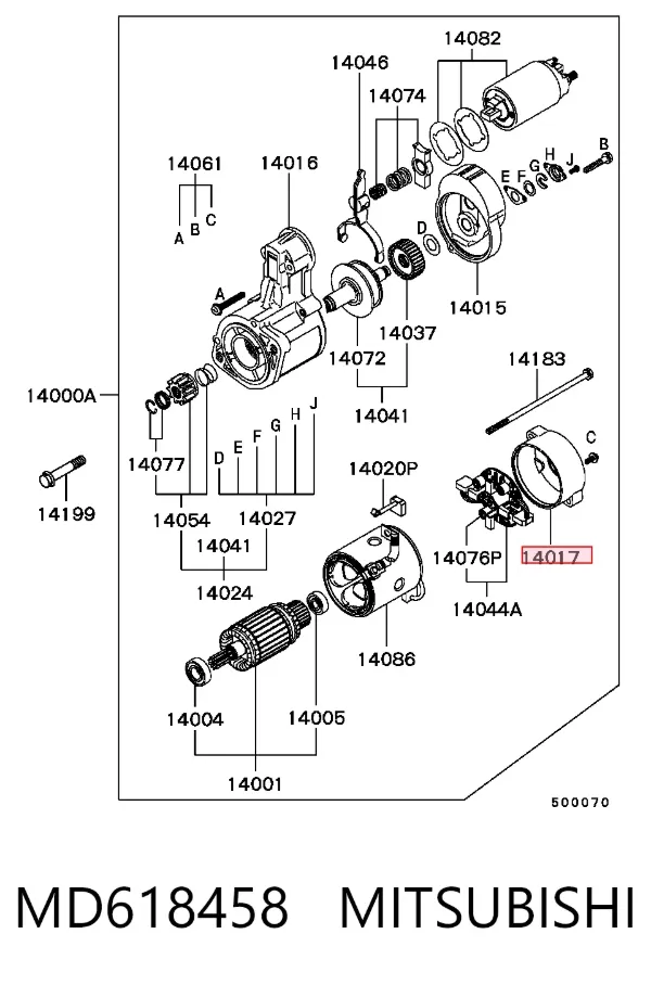 Tapa trasera del motor de arranque MD618458 Mitsubishi