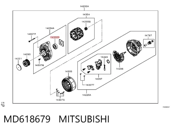 Rodamiento alternador MD618679 Mitsubishi