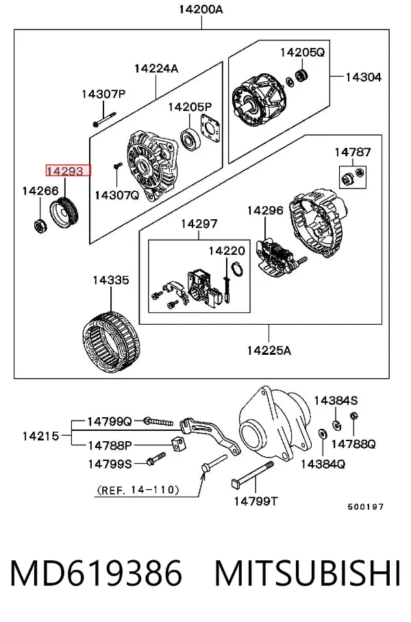 Polea alternador MD619386 Mitsubishi