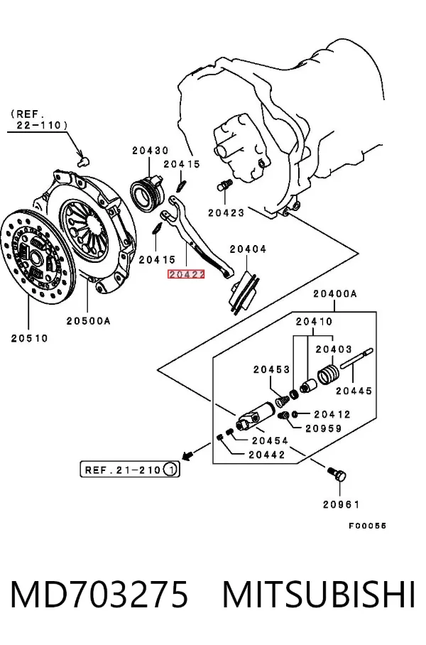 Horquilla de embrague MD703275 Mitsubishi