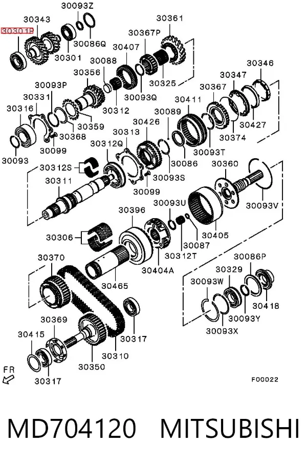 Cojinete delantero del eje de salida de la caja de transferencia MD704120 Mitsubishi