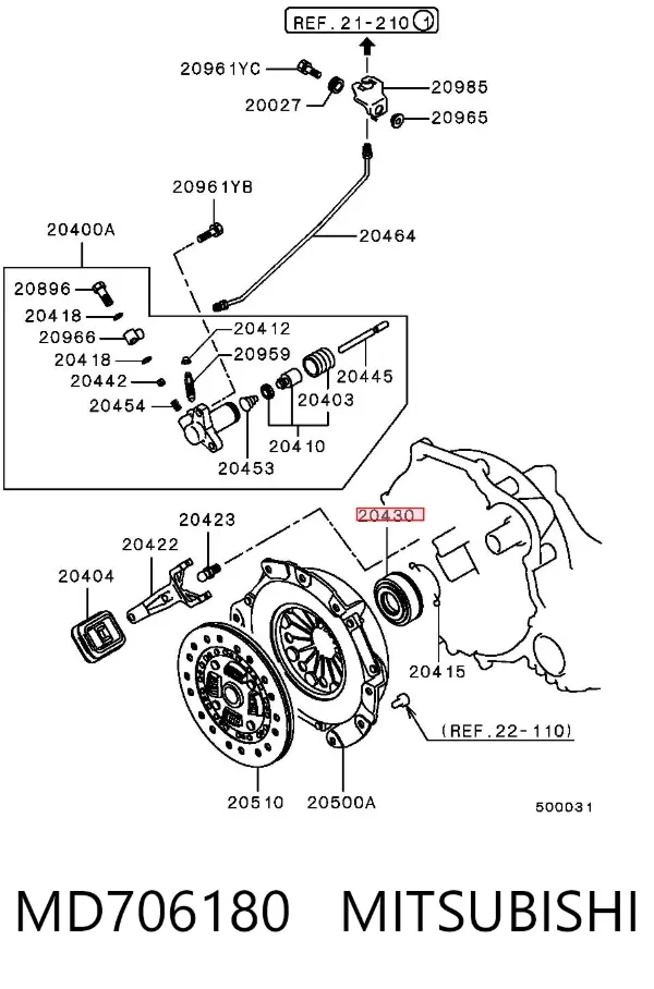 Cojinete de embrague MD706180 Mitsubishi