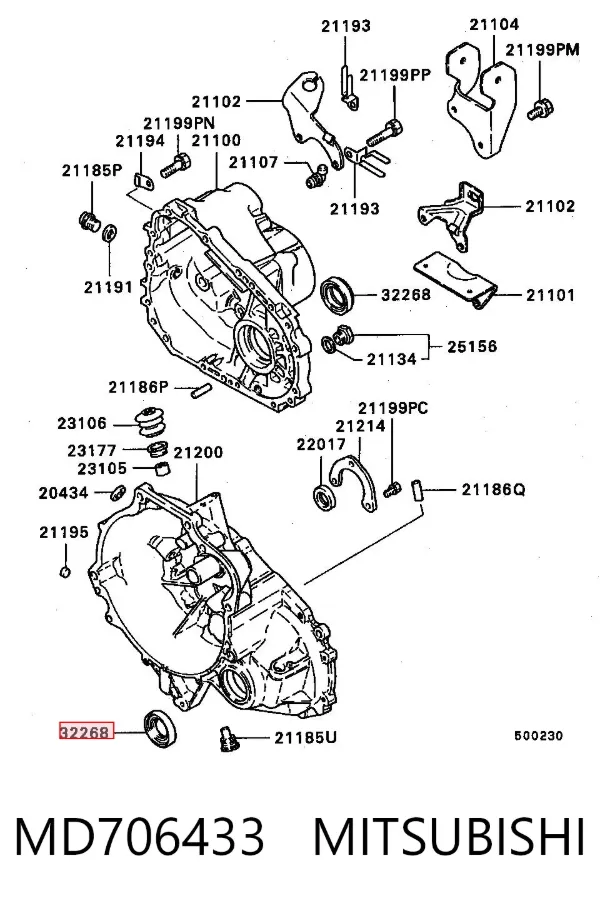 Retén del semieje delantero MD706433 Mitsubishi
