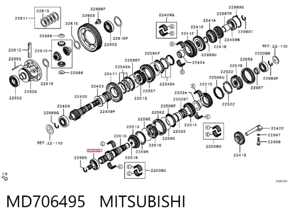 Cojinete, caja de cambios MD706495 Mitsubishi