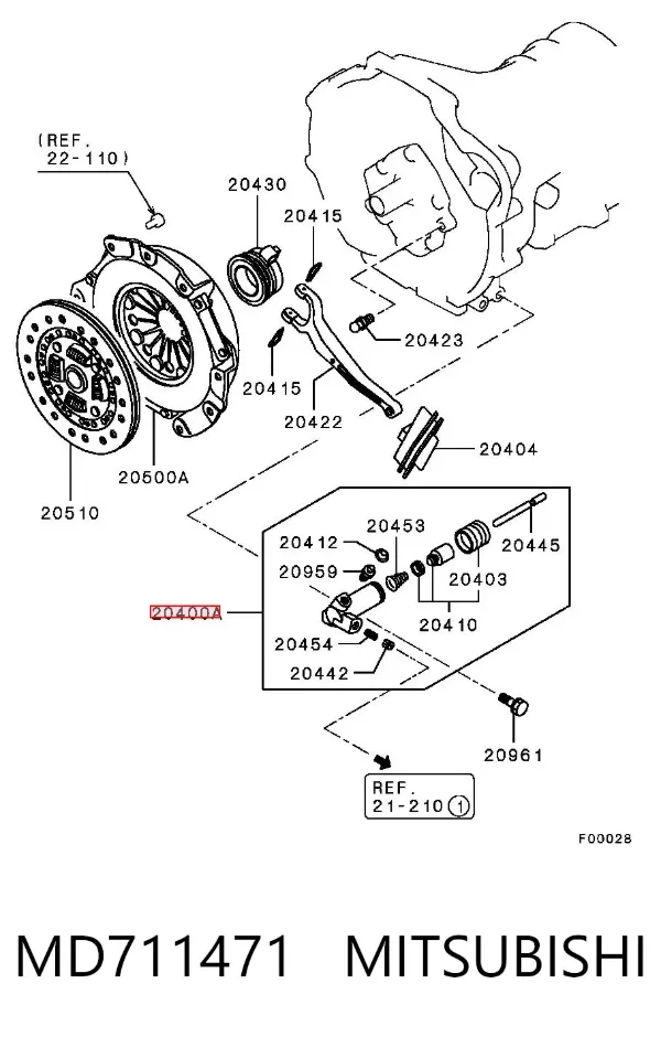 Bombin de embrague MD711471 Mitsubishi