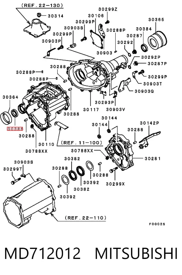 Retén del eje secundario de la transmisión MD712012 Mitsubishi