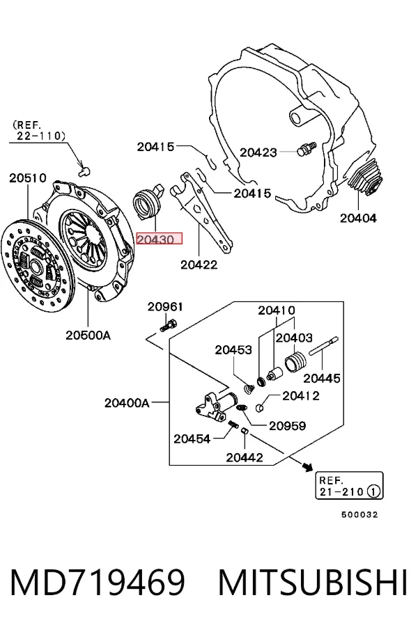 Cojinete de embrague MD719469 Mitsubishi
