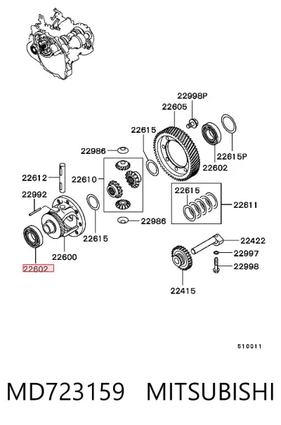 Cojinete del diferencial del eje delantero MITSUBISHI MD723159