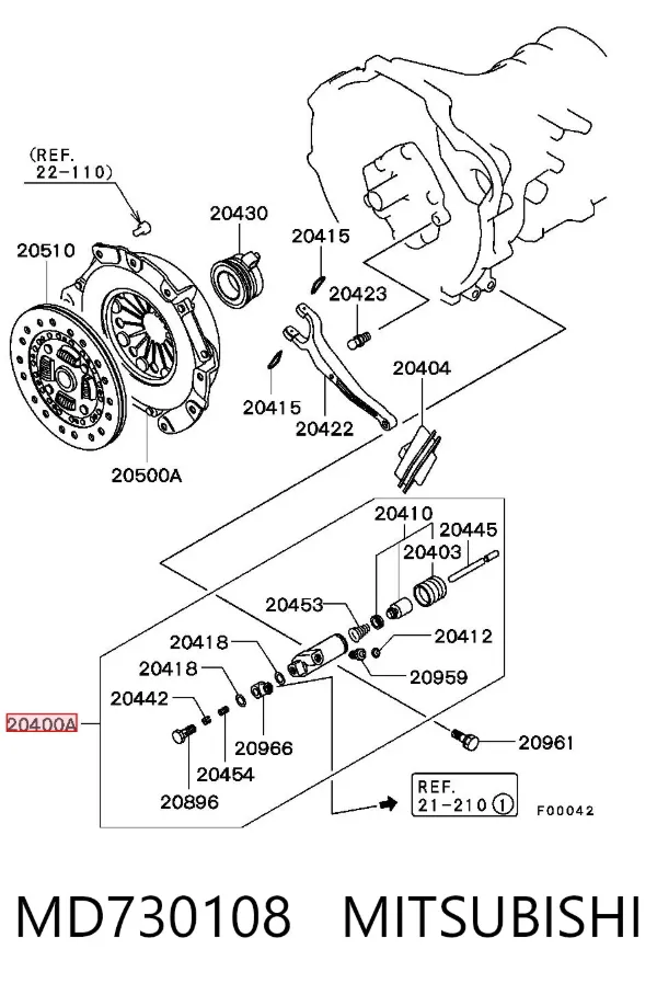 Bombin de embrague MD730108 Mitsubishi