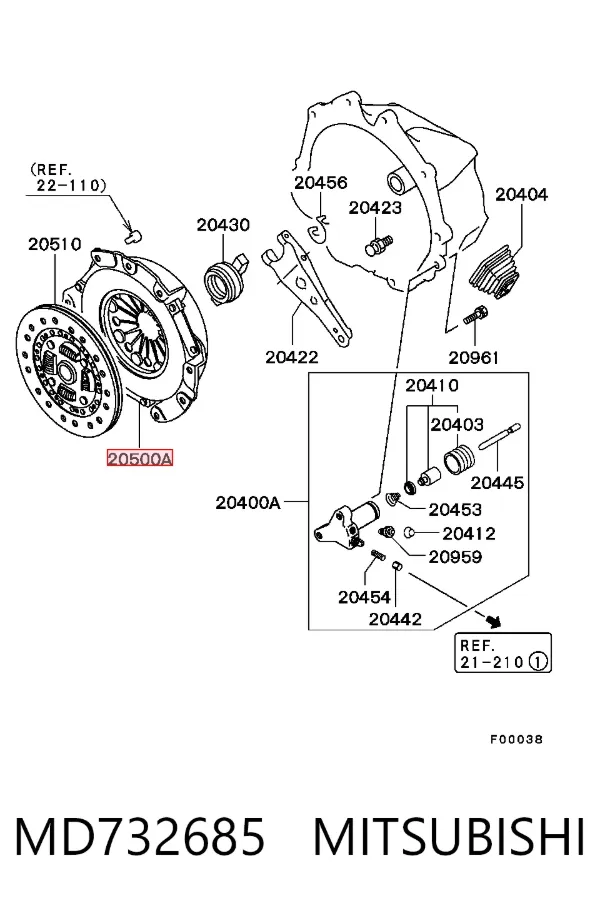 Plato de presión de embrague MD732685 Mitsubishi