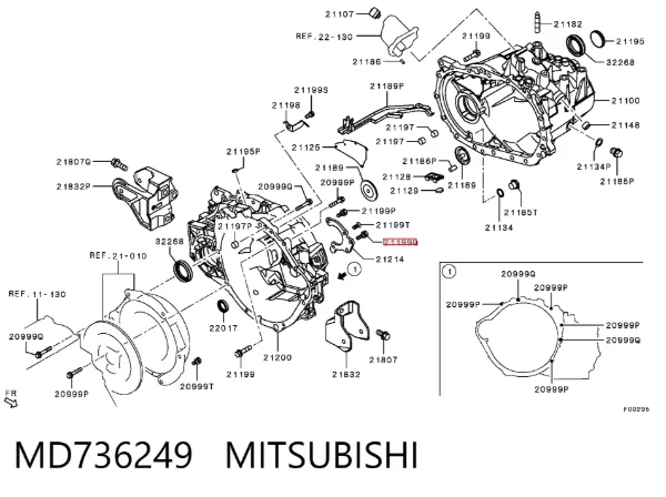 Perno del sistema de escape (silenciador) MD736249 Mitsubishi