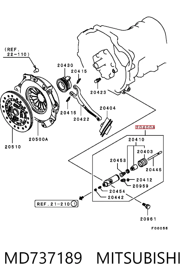 Bombin de embrague MD737189 Mitsubishi