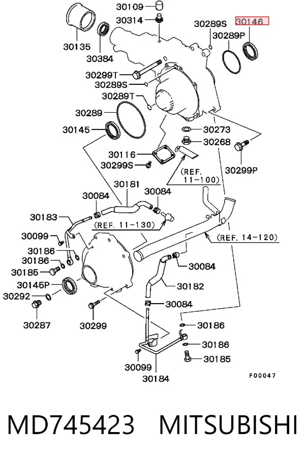 Retén del eje primario de la caja de transferencia MD745423 Mitsubishi