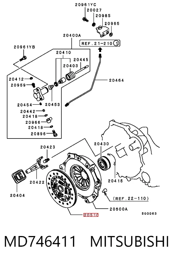 Disco de embrague MD746411 Mitsubishi
