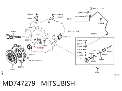 Guía del cojinete de desembrague MITSUBISHI MD747279
