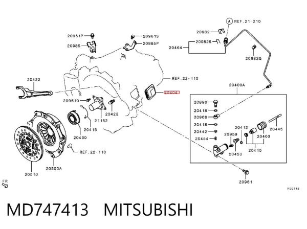Bota de horquilla de embrague MD747413 Mitsubishi