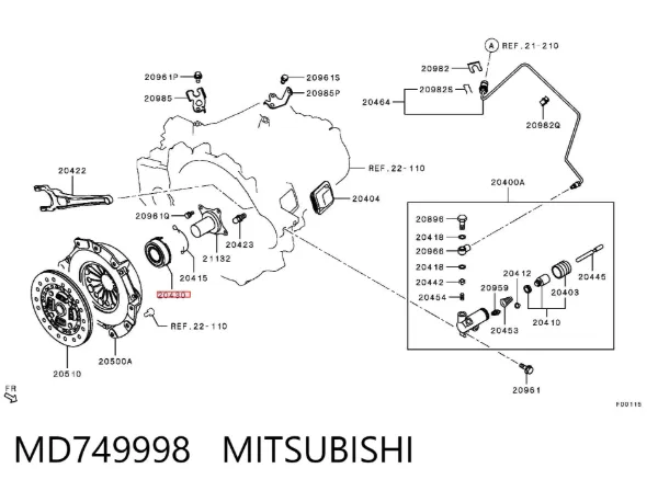 Cojinete de embrague MD749998 Mitsubishi