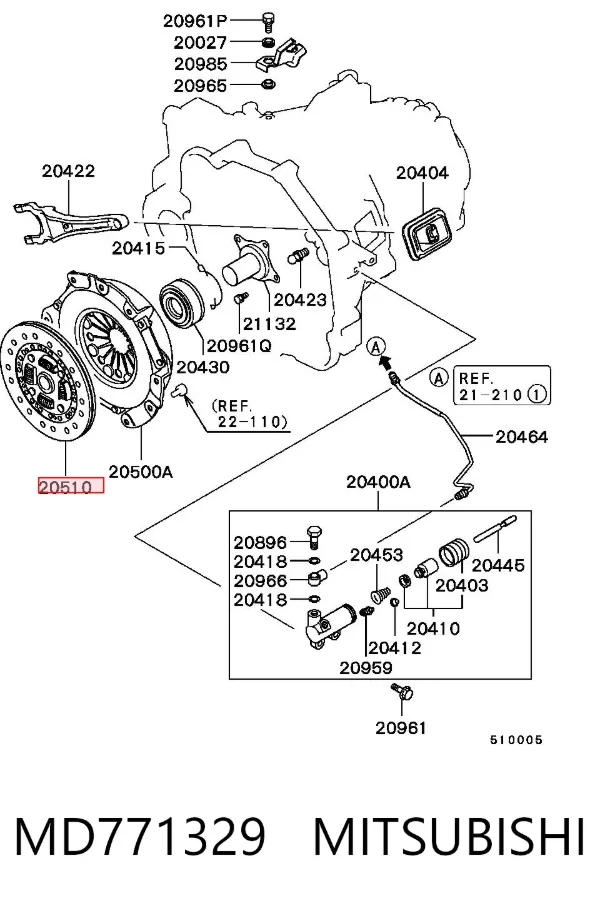 Disco de embrague MD771329 Mitsubishi