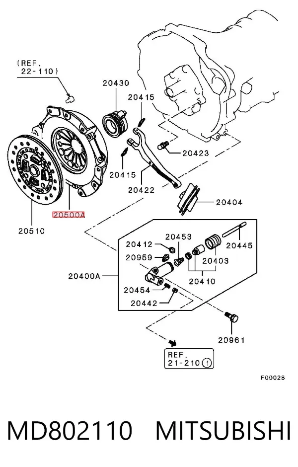 Plato de presión de embrague MD802110 Mitsubishi