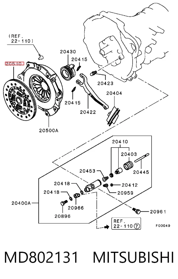 Disco de embrague MD802131 Mitsubishi